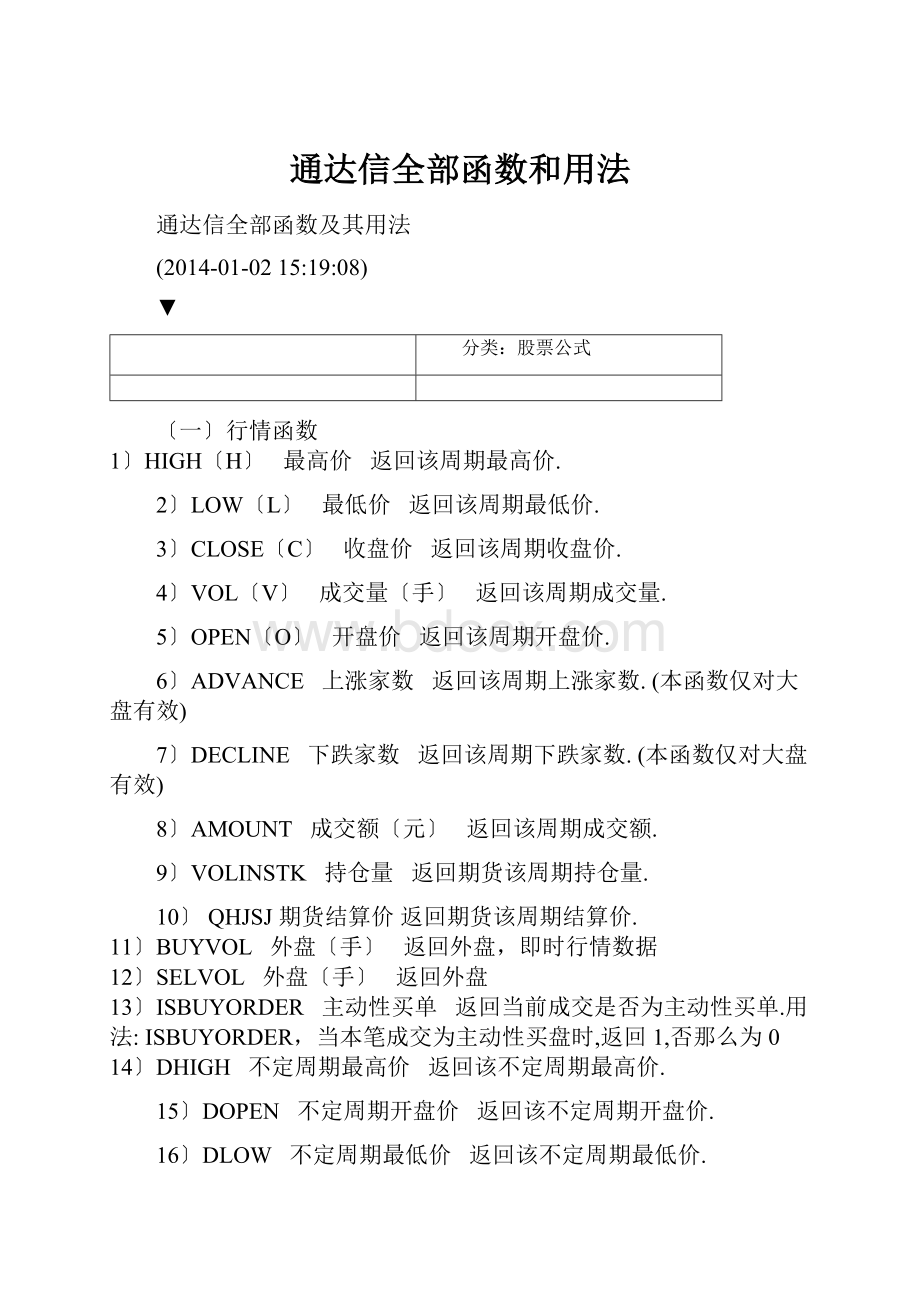 通达信全部函数和用法.docx