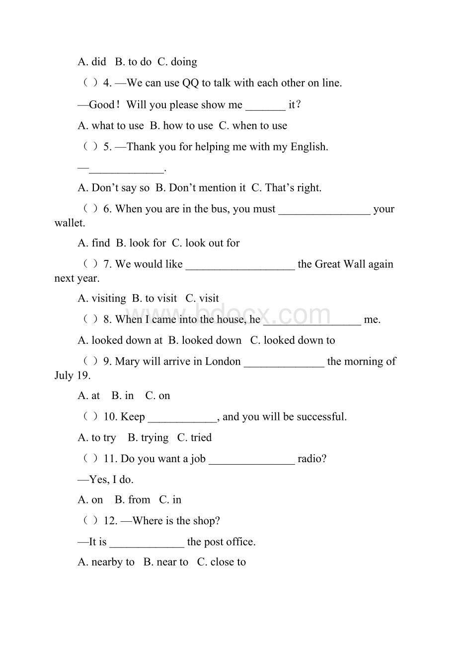 八年级英语外研社新标准三年级起点下册Module 10 On the radio练习题含答案.docx_第2页