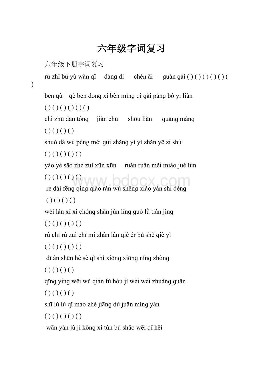 六年级字词复习.docx