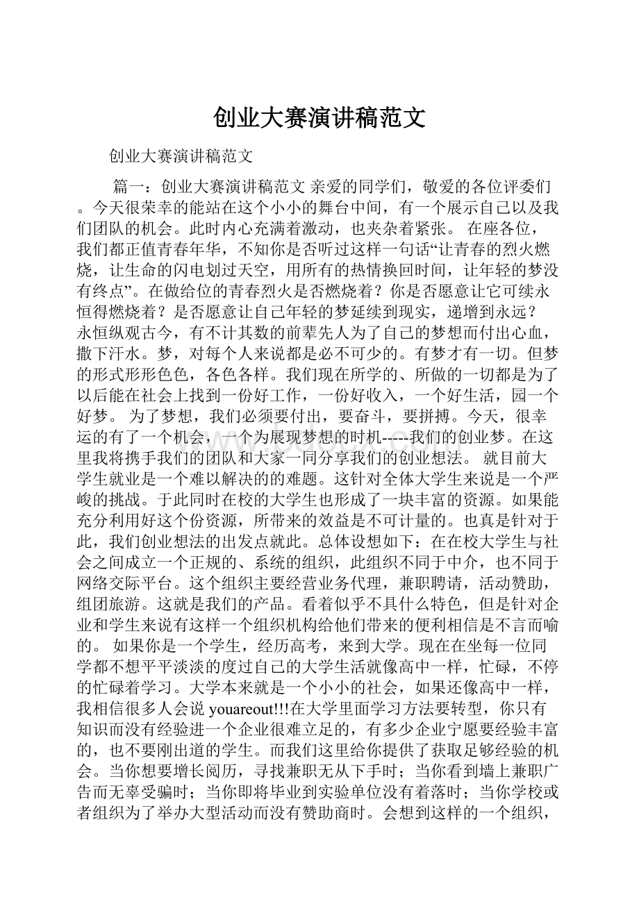 创业大赛演讲稿范文.docx