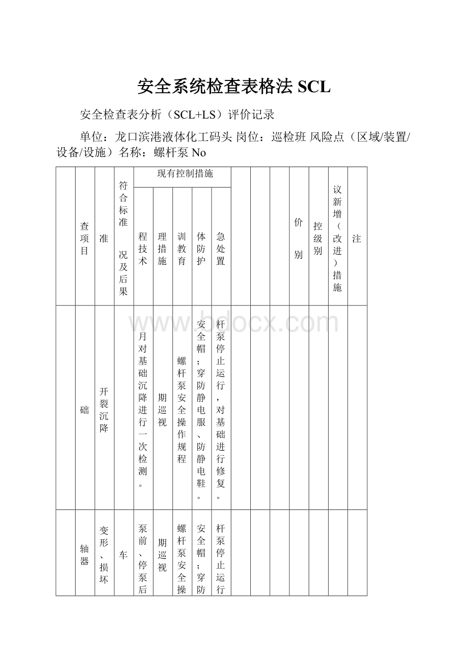 安全系统检查表格法SCL.docx