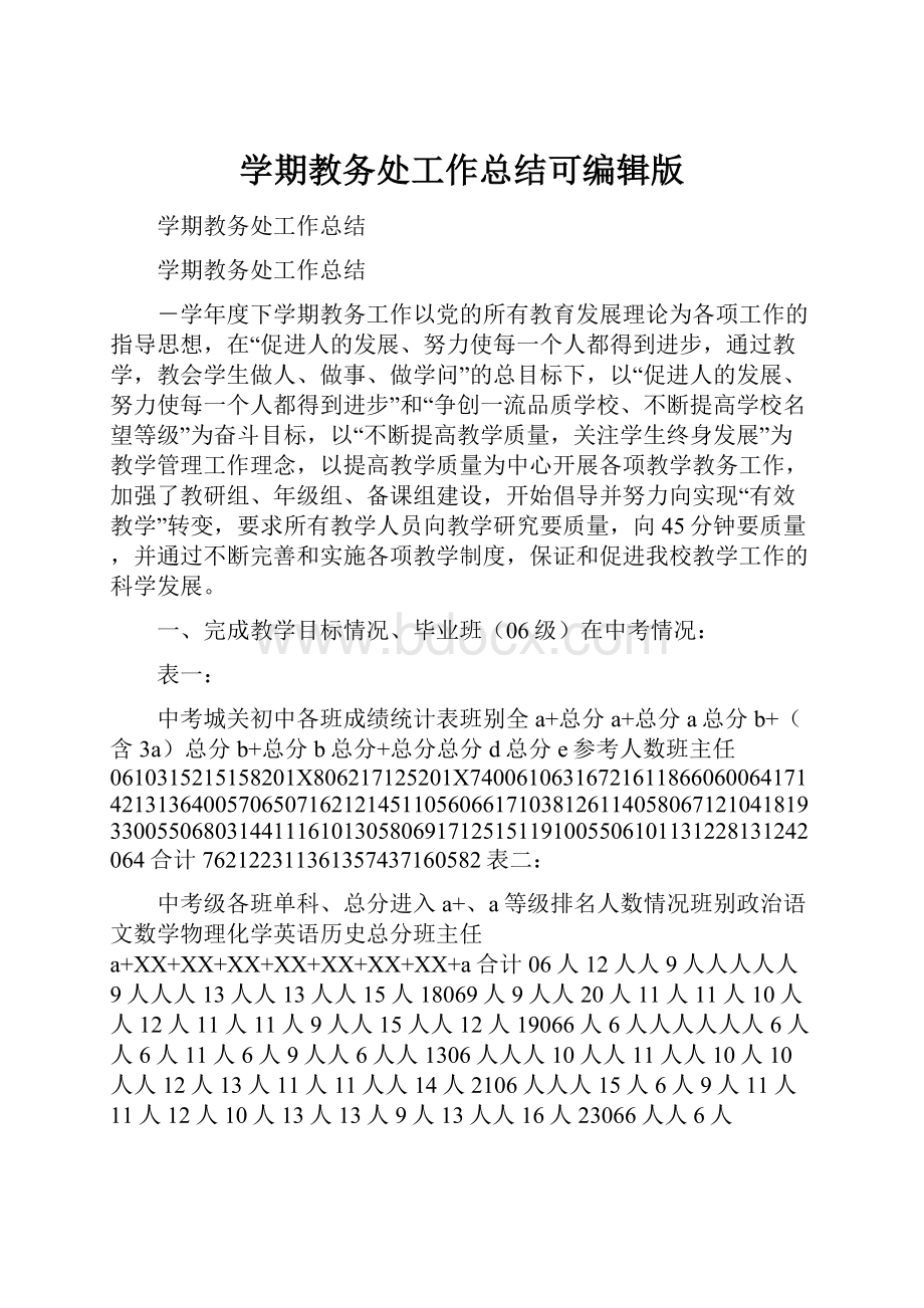 学期教务处工作总结可编辑版.docx