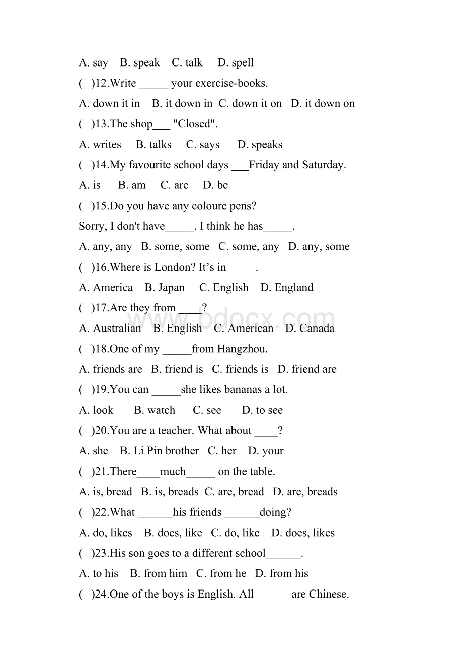 小升初英语单选100道精选题内附答案+解析.docx_第2页