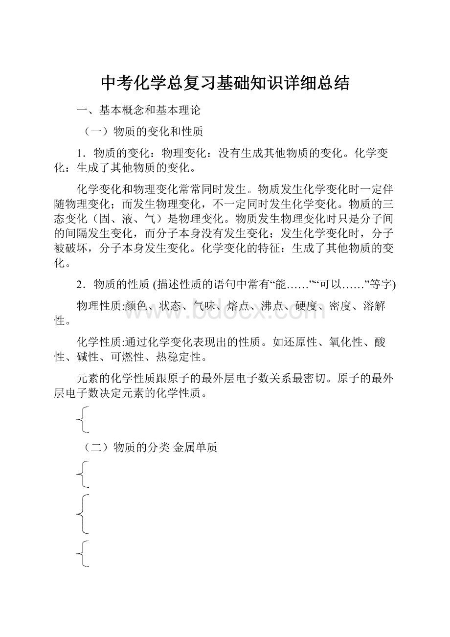 中考化学总复习基础知识详细总结.docx