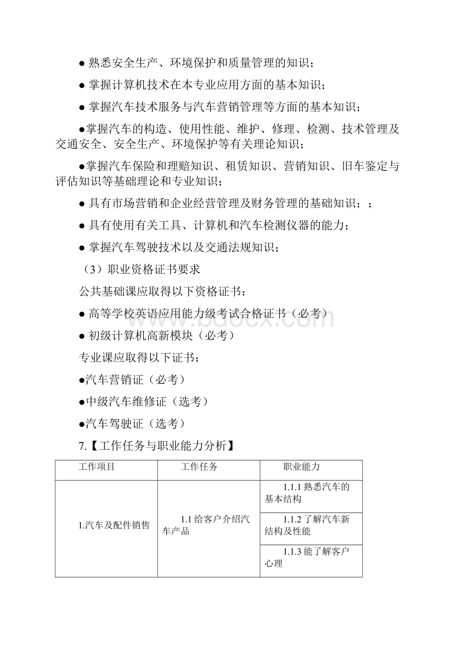 汽车技术服务与营销专业教学计划.docx_第3页