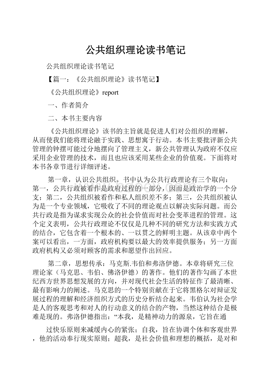 公共组织理论读书笔记.docx