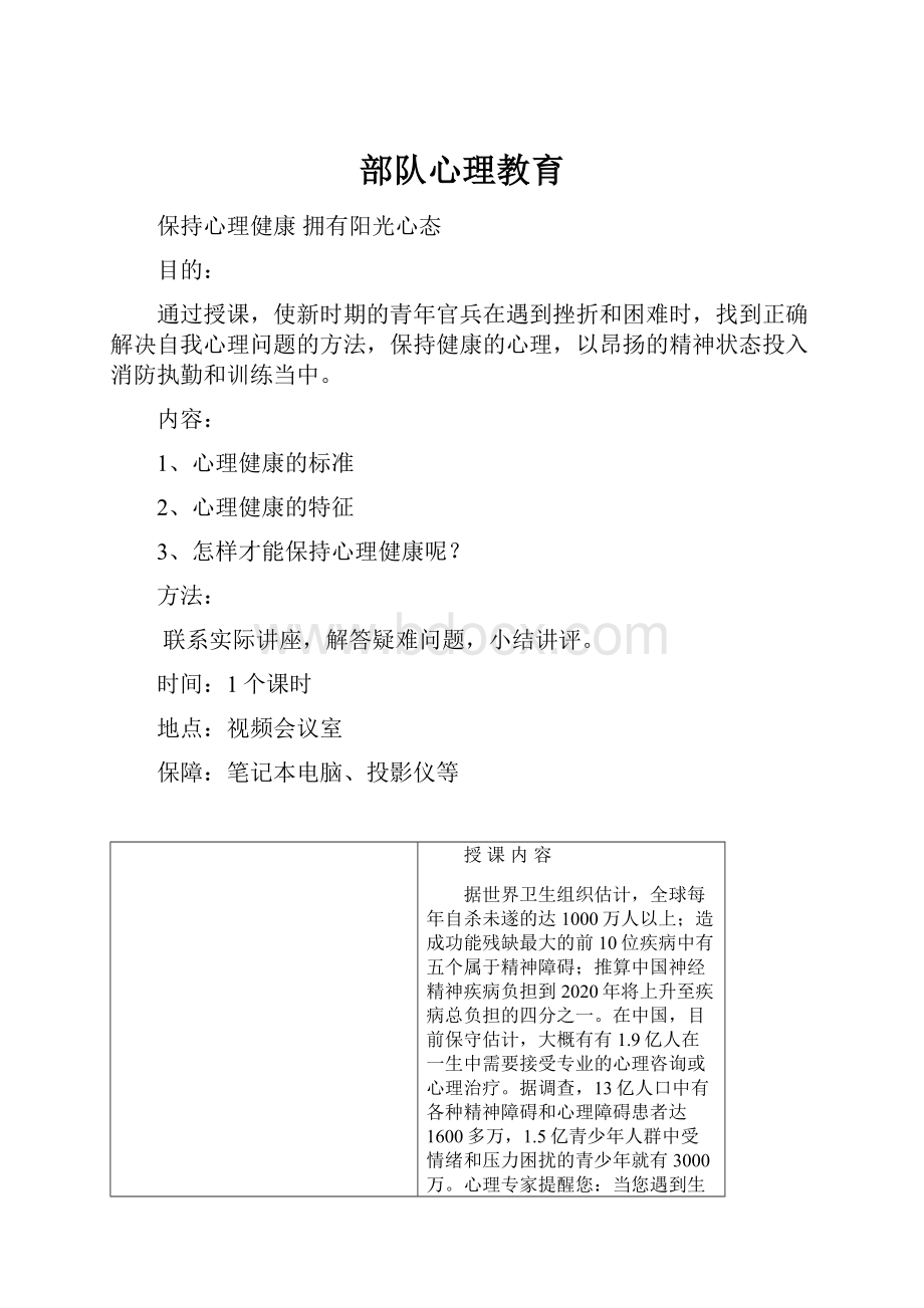 部队心理教育.docx