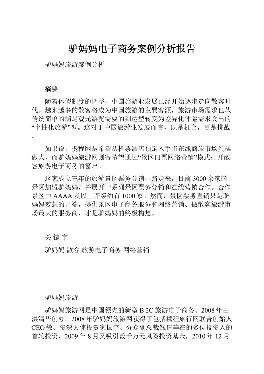 驴妈妈电子商务案例分析报告.docx