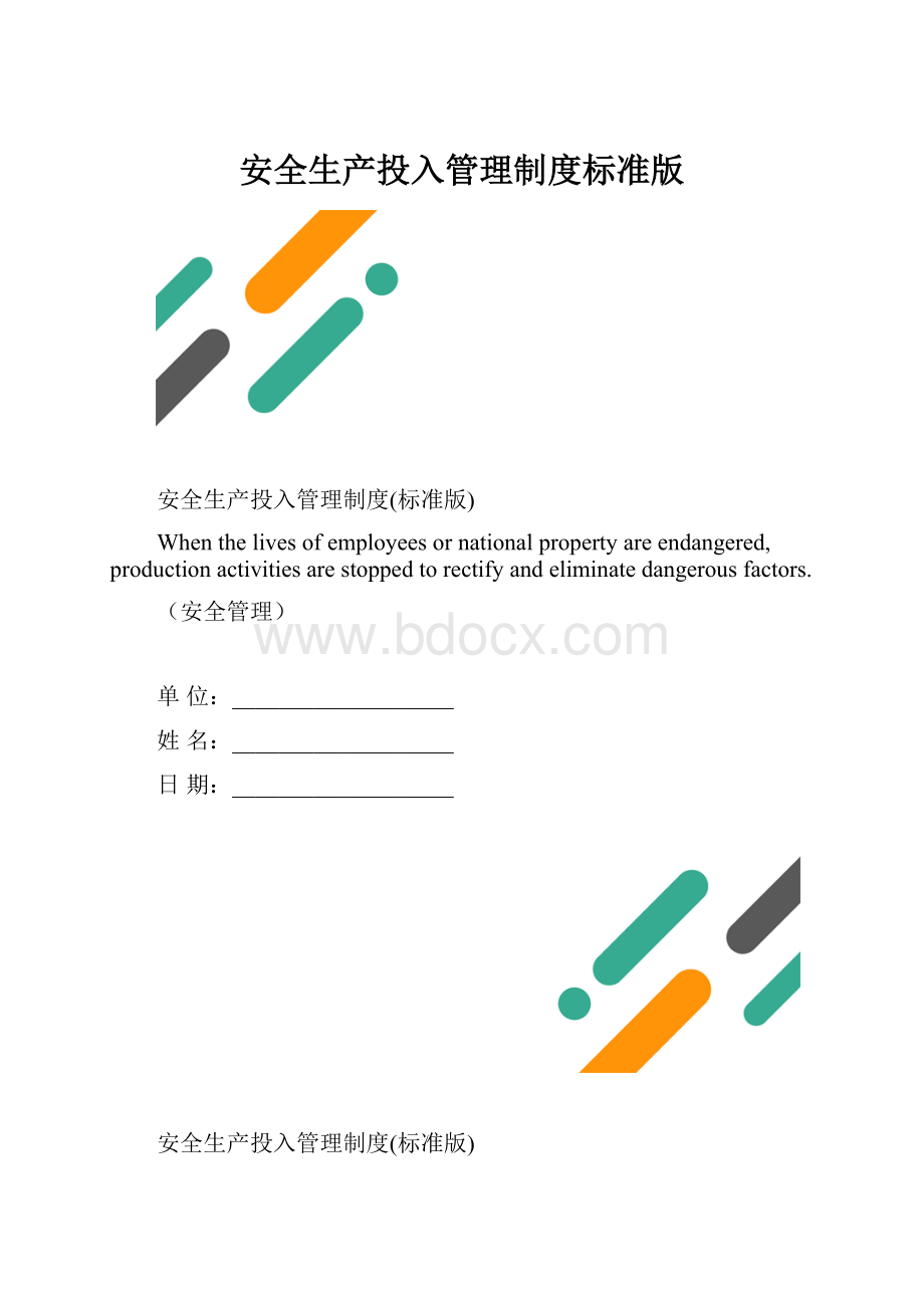 安全生产投入管理制度标准版.docx