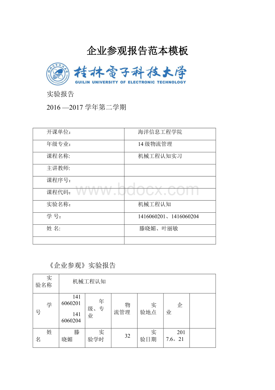 企业参观报告范本模板.docx_第1页