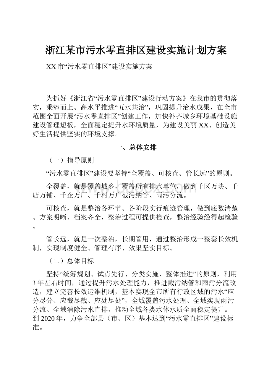 浙江某市污水零直排区建设实施计划方案.docx