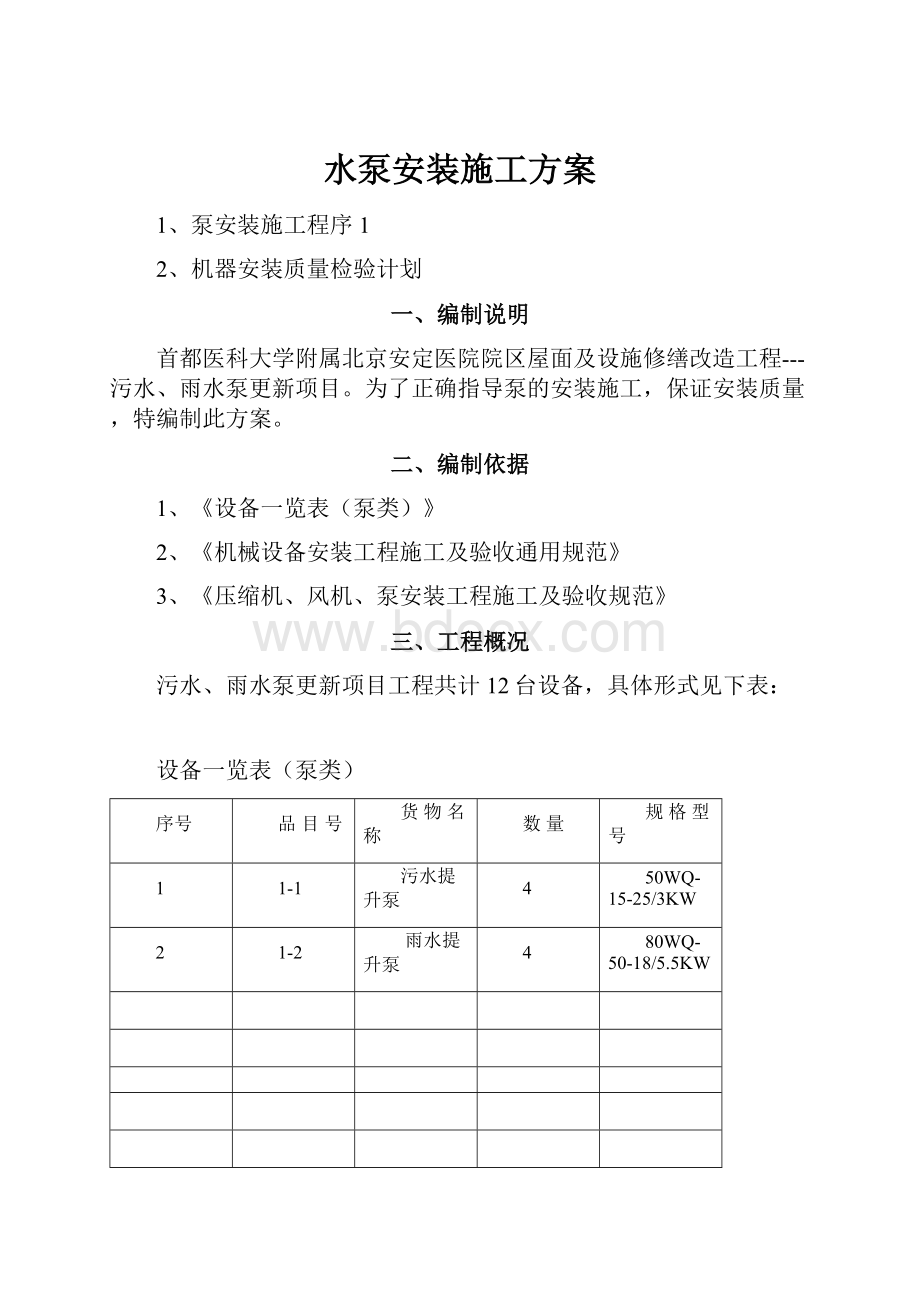 水泵安装施工方案.docx