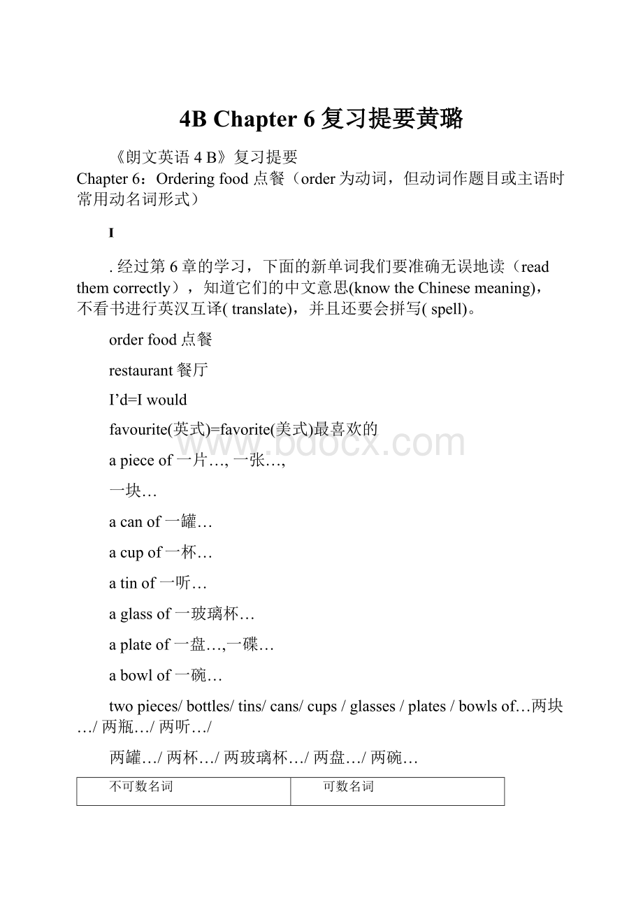 4B Chapter 6复习提要黄璐.docx