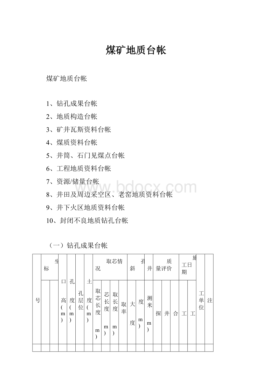 煤矿地质台帐.docx