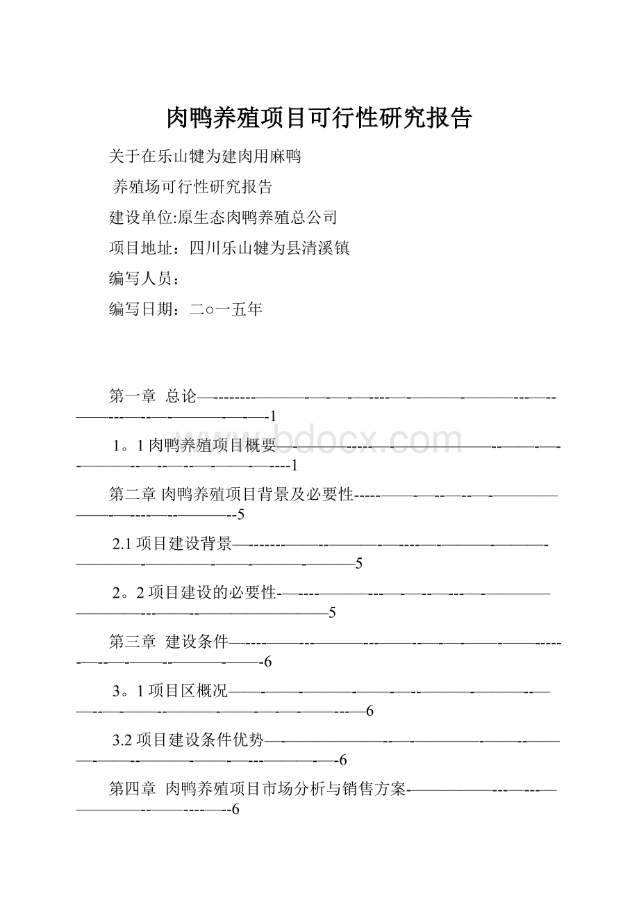 肉鸭养殖项目可行性研究报告.docx_第1页