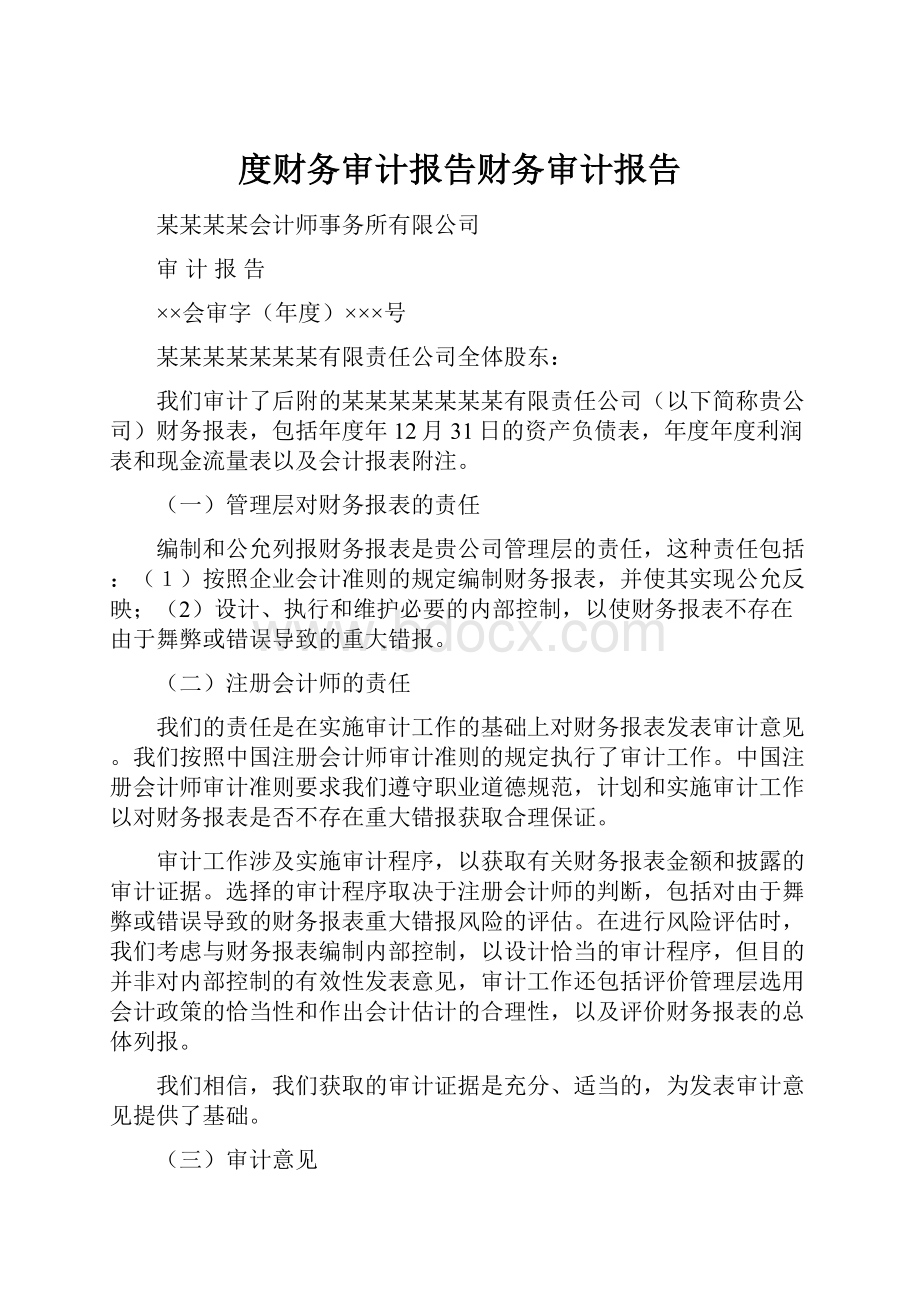 度财务审计报告财务审计报告.docx_第1页