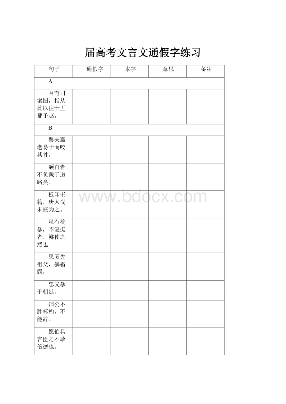 届高考文言文通假字练习.docx_第1页