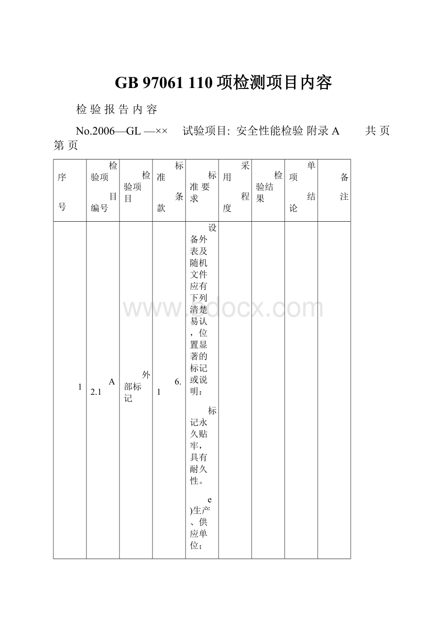 GB 97061 110项检测项目内容.docx