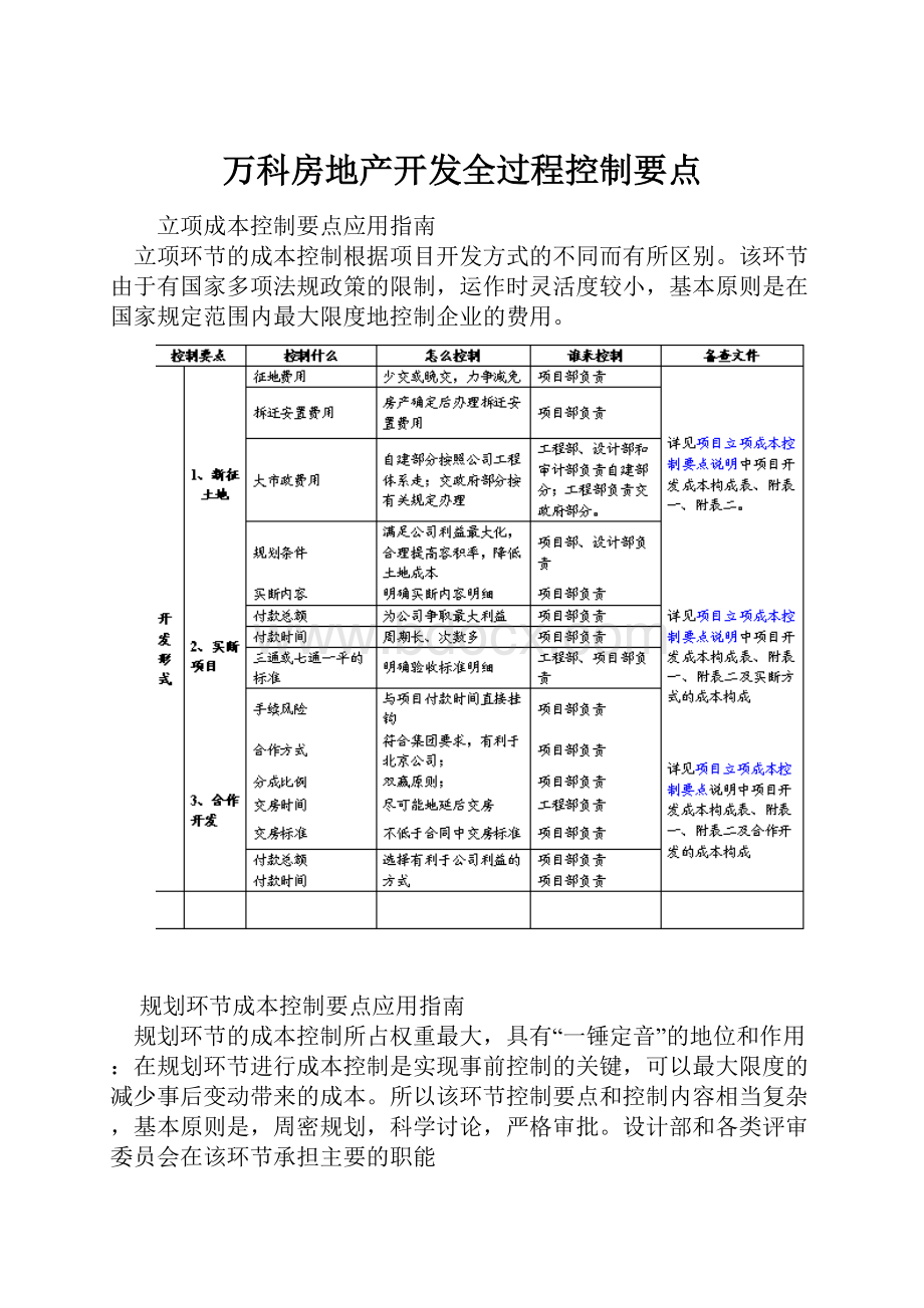 万科房地产开发全过程控制要点.docx_第1页