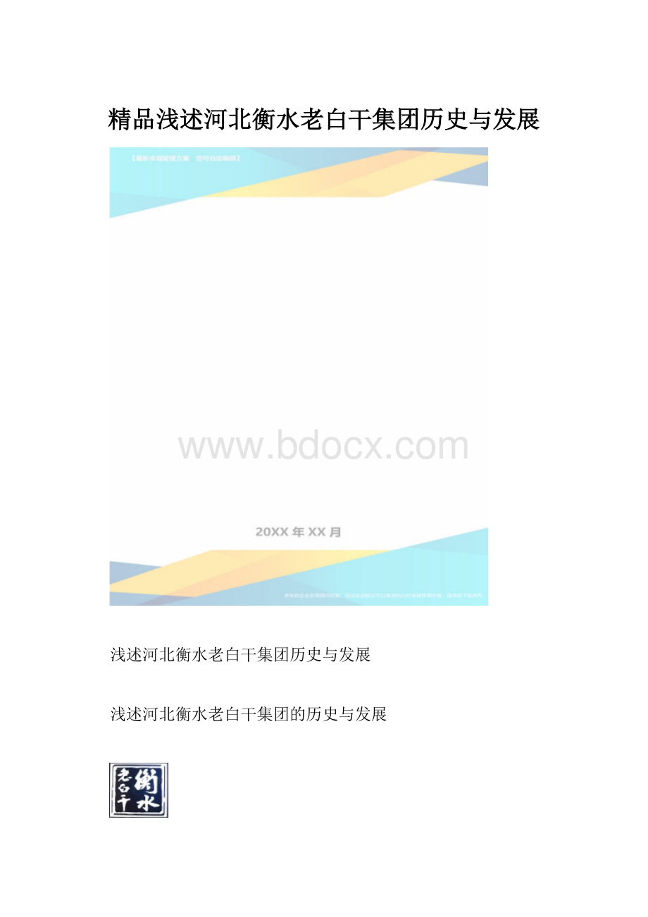 精品浅述河北衡水老白干集团历史与发展.docx