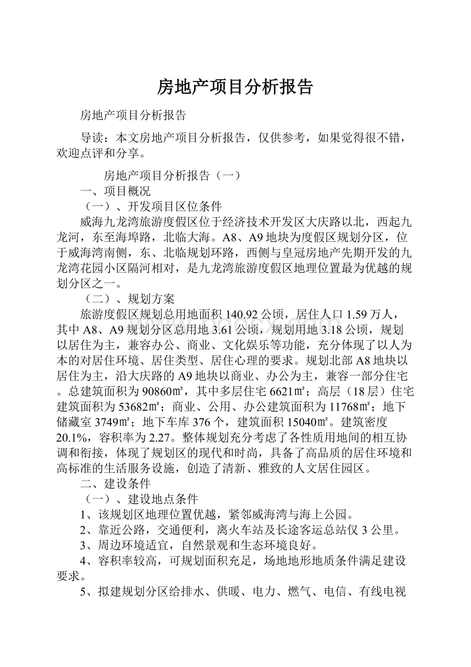 房地产项目分析报告.docx