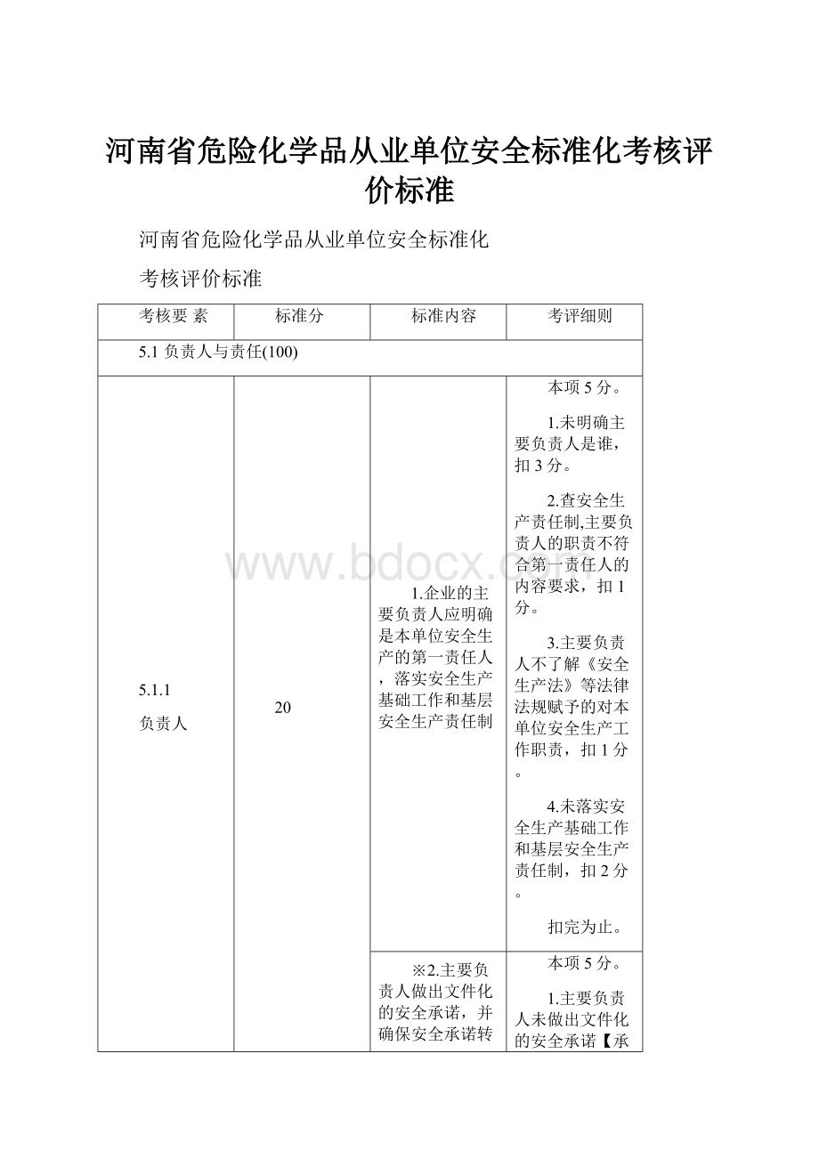 河南省危险化学品从业单位安全标准化考核评价标准.docx_第1页