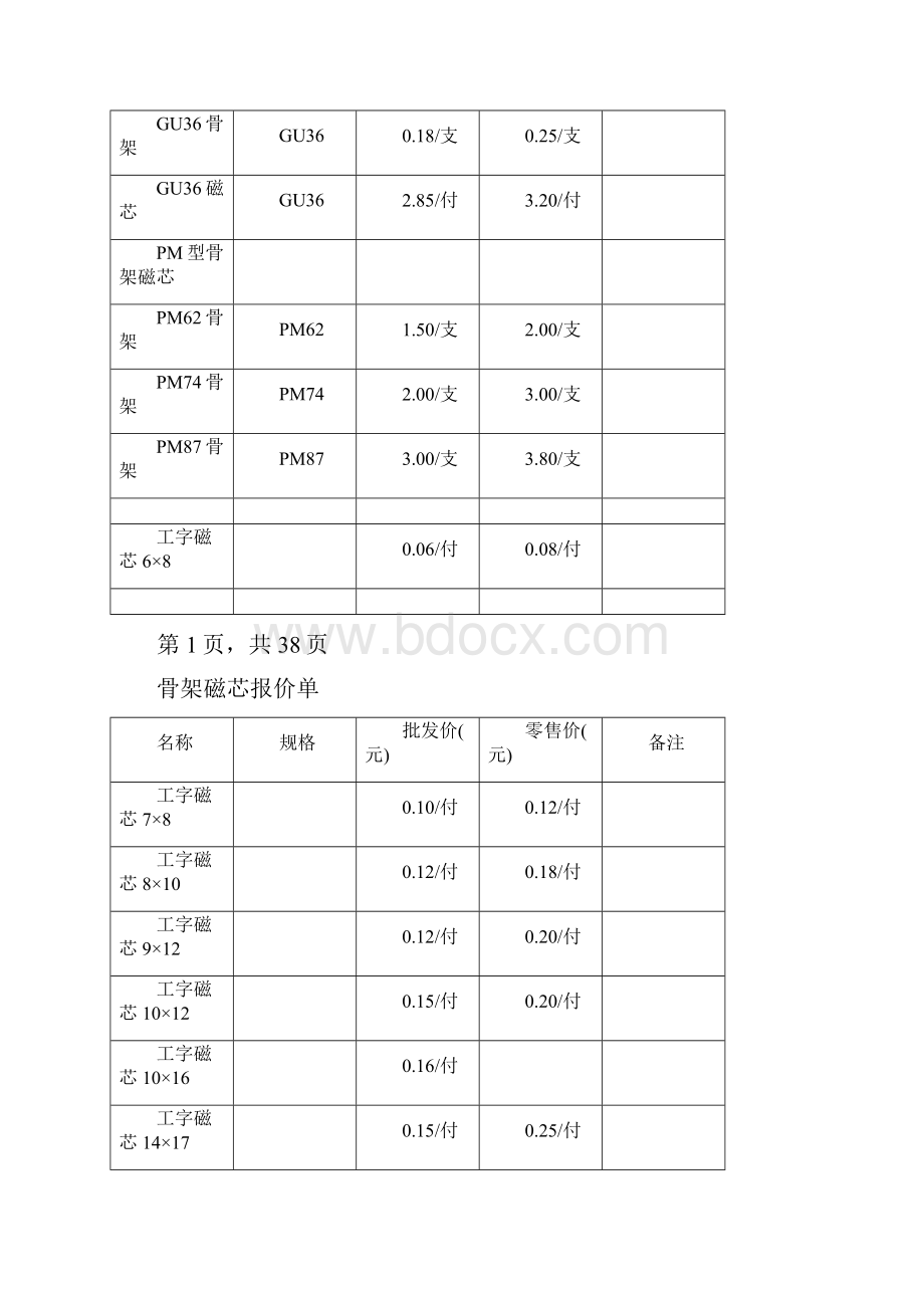 精品骨架报价单.docx_第2页