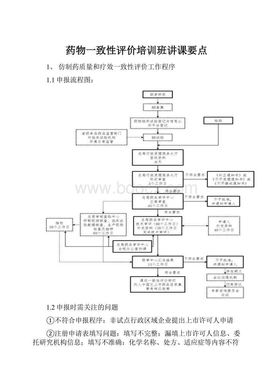 药物一致性评价培训班讲课要点.docx