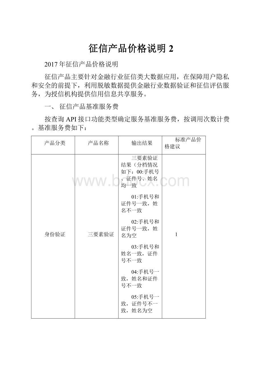 征信产品价格说明2.docx