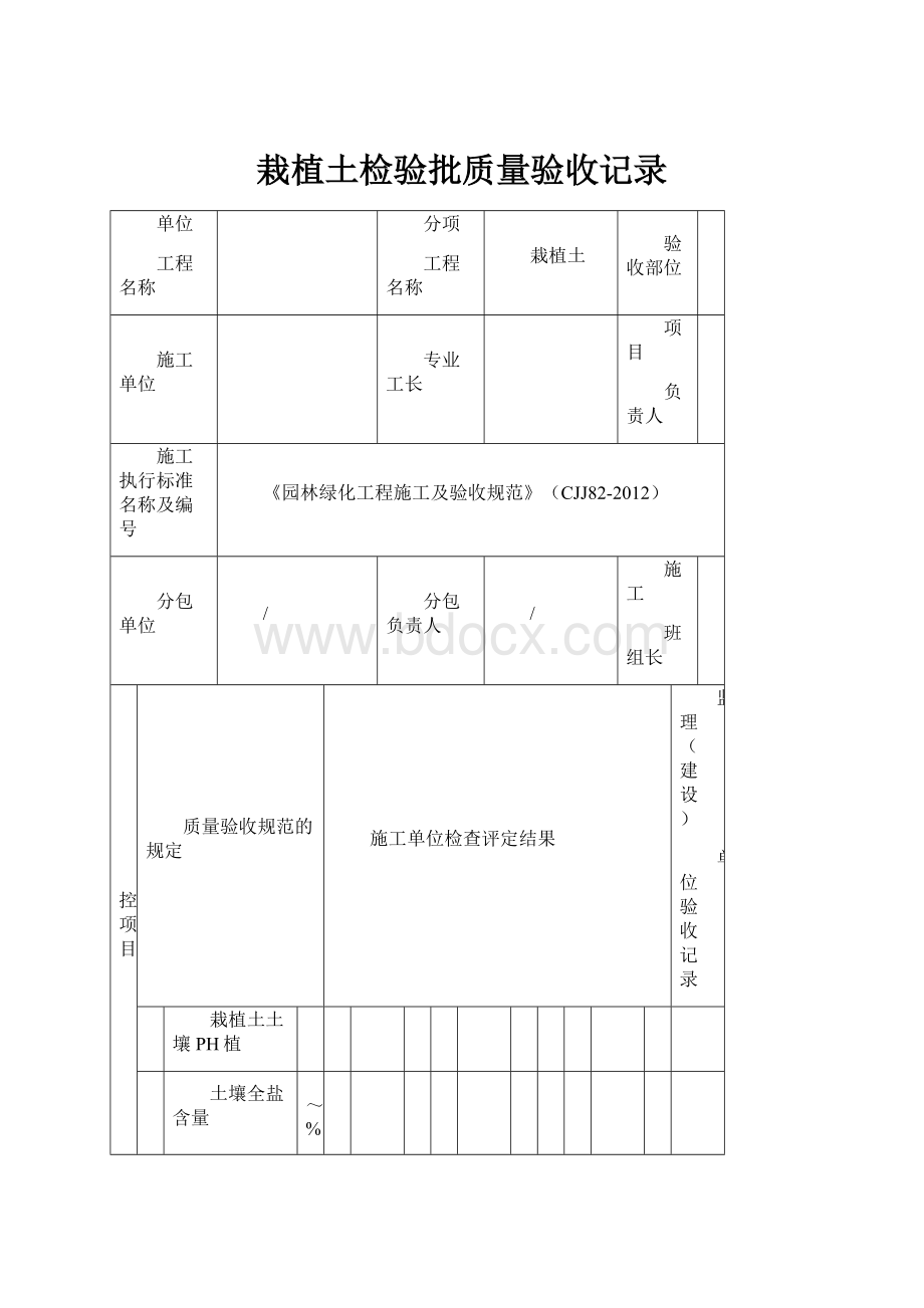 栽植土检验批质量验收记录.docx