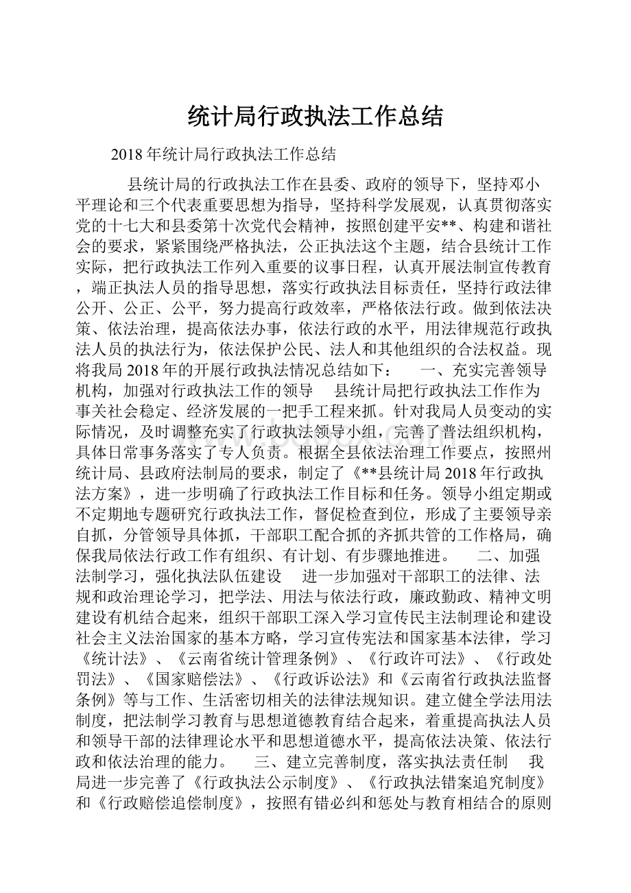 统计局行政执法工作总结.docx