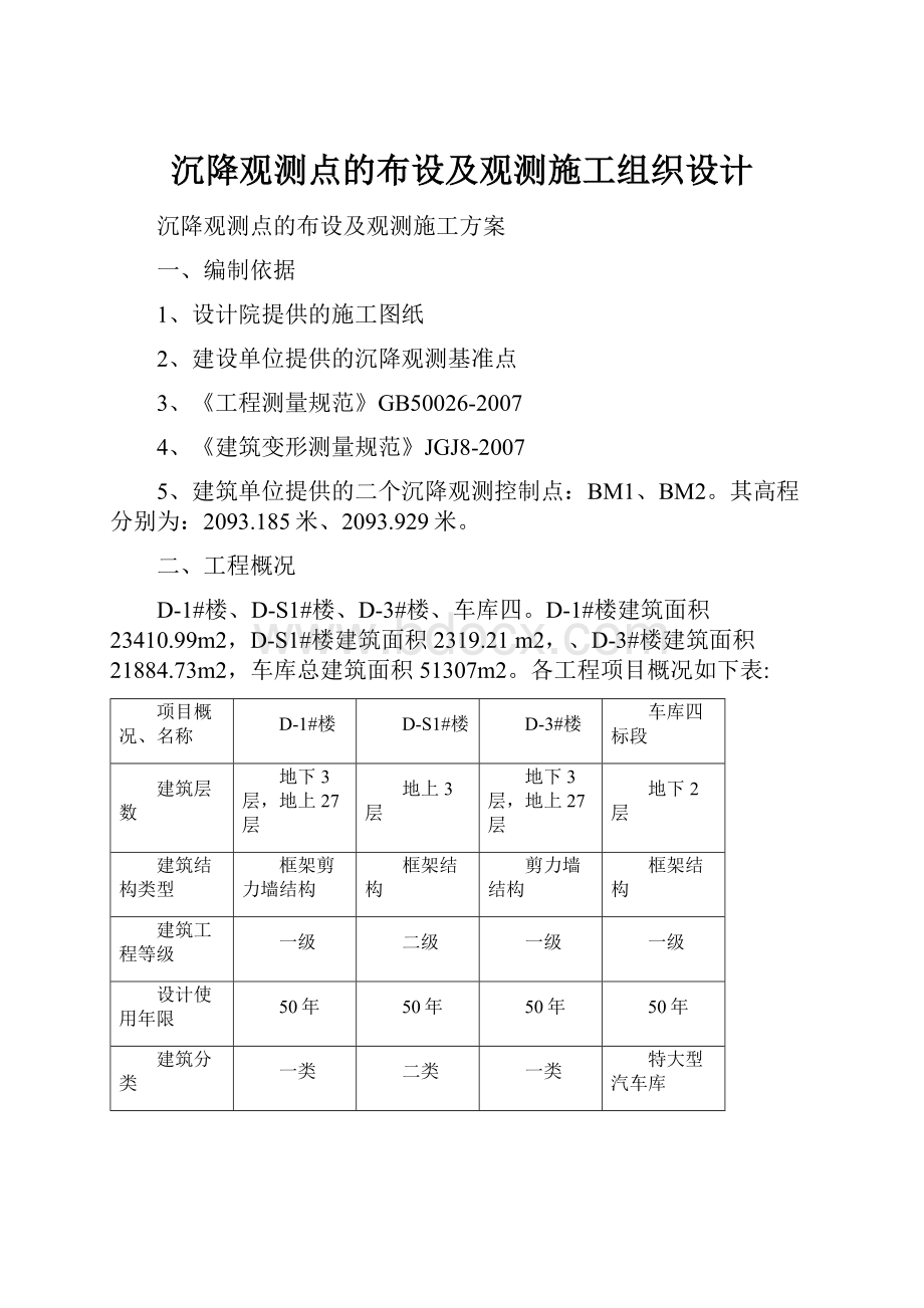 沉降观测点的布设及观测施工组织设计.docx