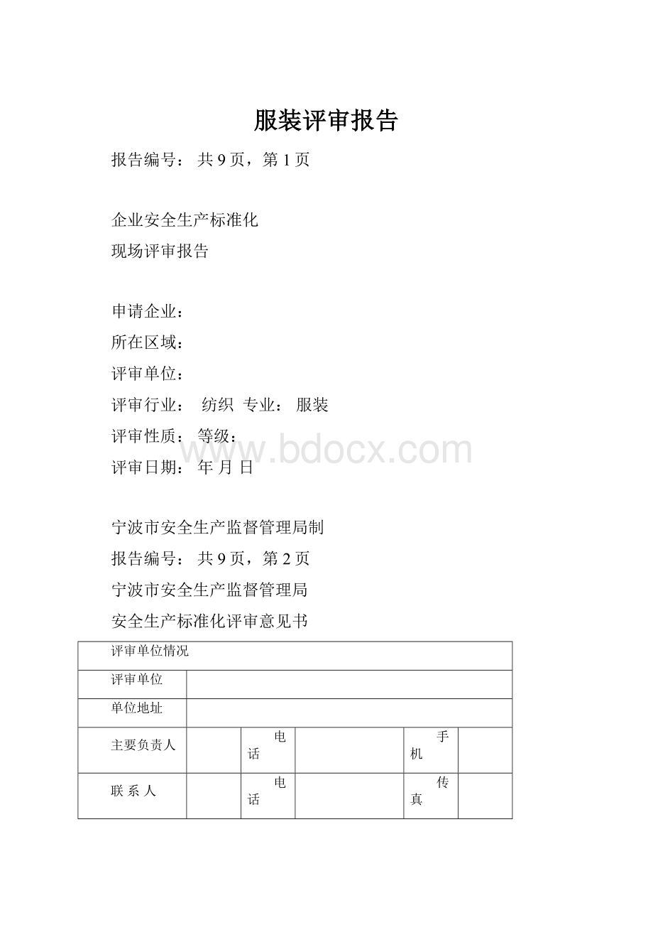 服装评审报告.docx