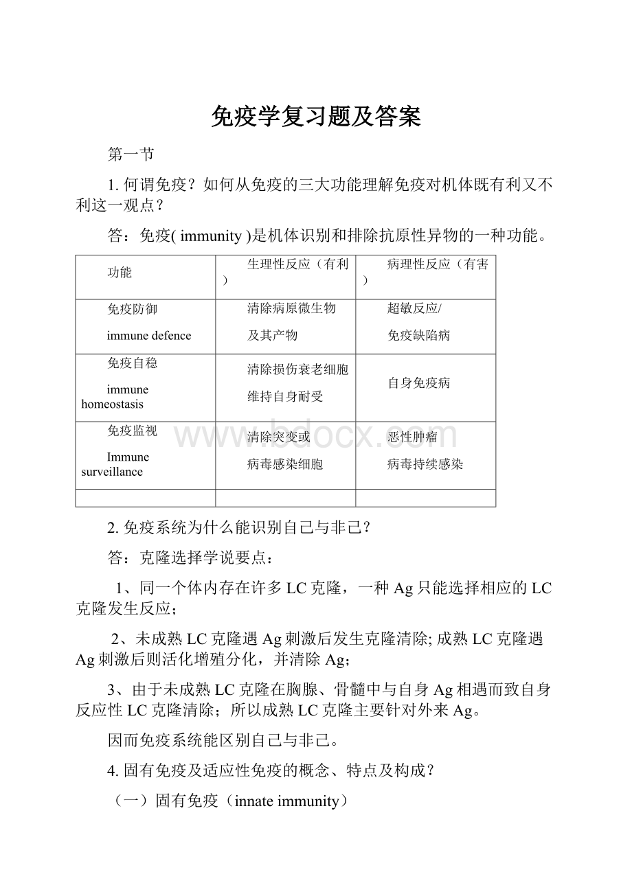 免疫学复习题及答案.docx