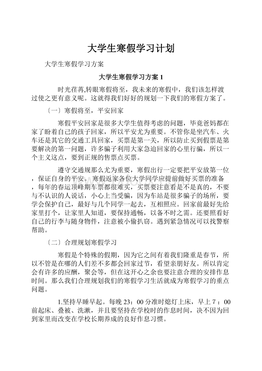 大学生寒假学习计划.docx