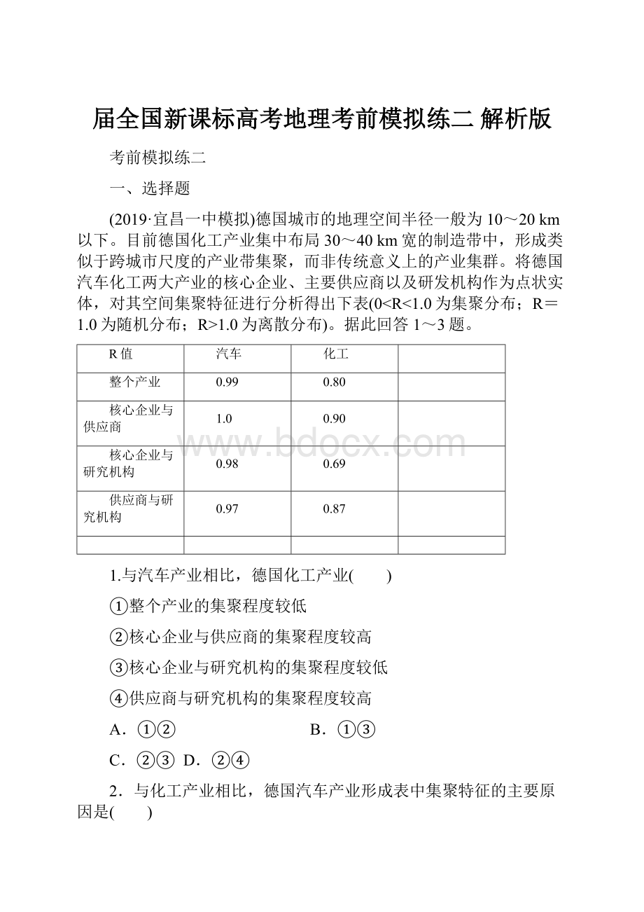 届全国新课标高考地理考前模拟练二 解析版.docx