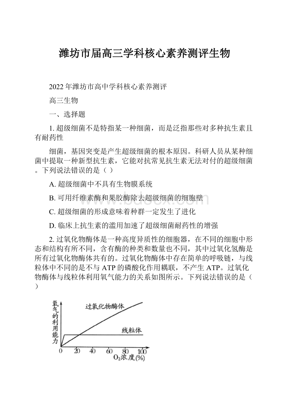 潍坊市届高三学科核心素养测评生物.docx_第1页