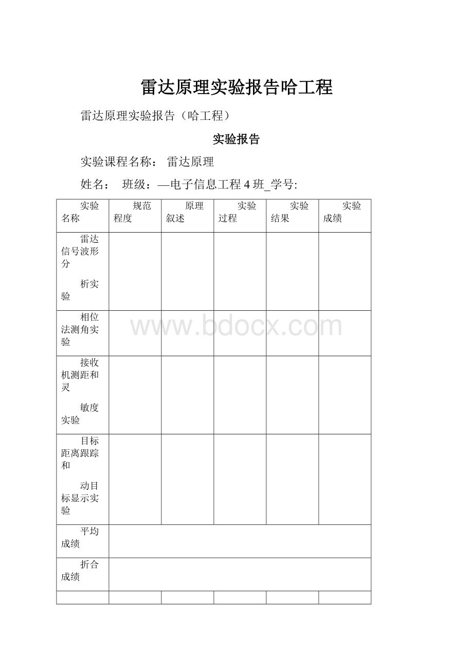 雷达原理实验报告哈工程.docx