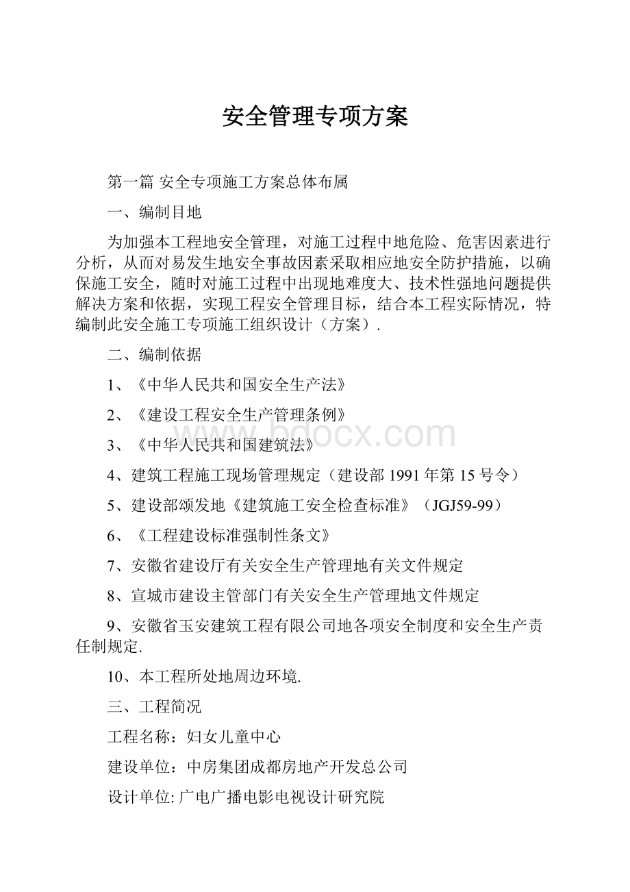 安全管理专项方案.docx_第1页