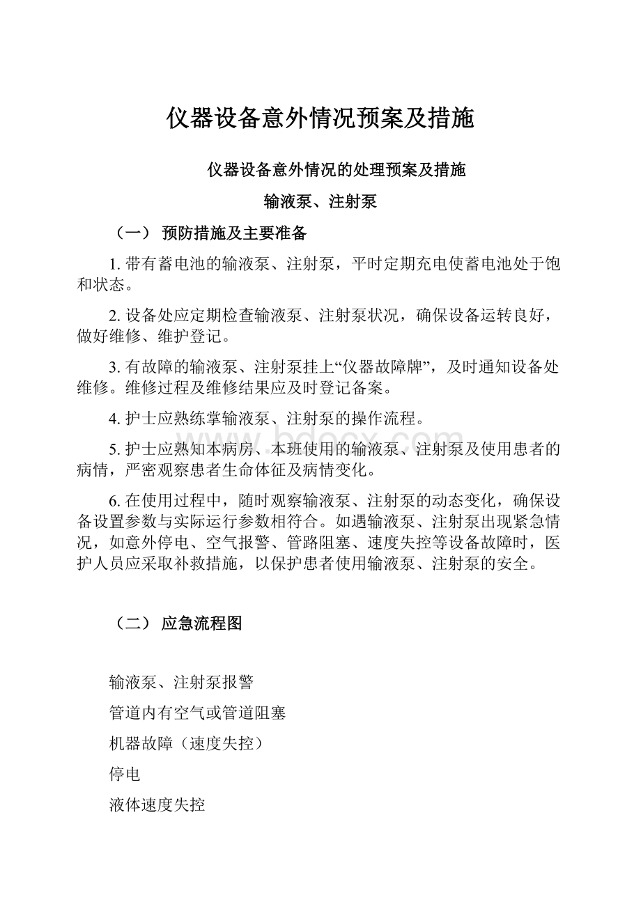 仪器设备意外情况预案及措施.docx