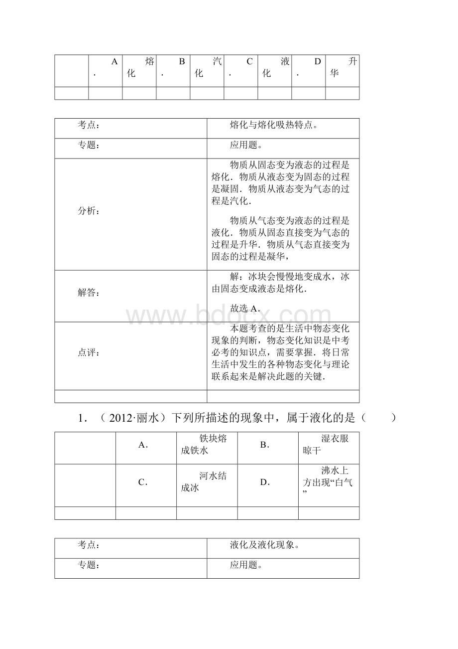 中考物理试题汇编物态变化.docx_第3页