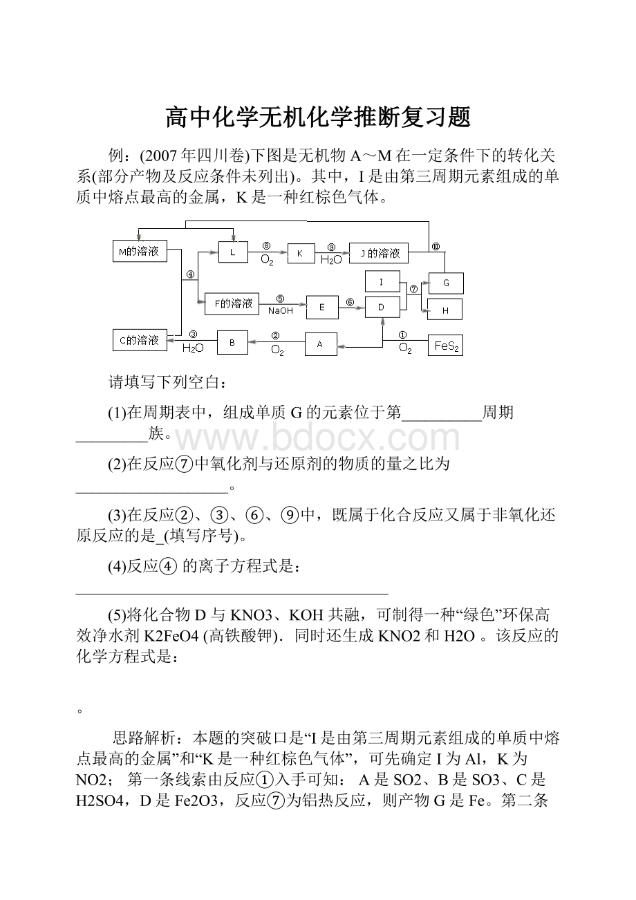 高中化学无机化学推断复习题.docx