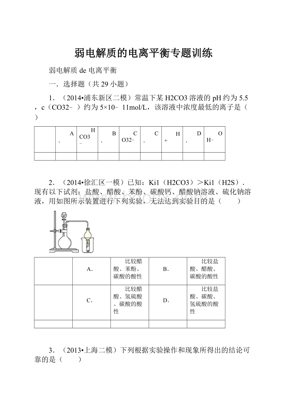 弱电解质的电离平衡专题训练.docx