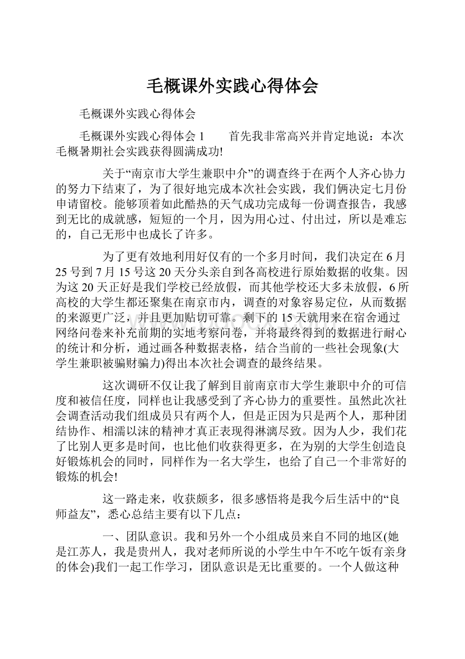 毛概课外实践心得体会.docx_第1页