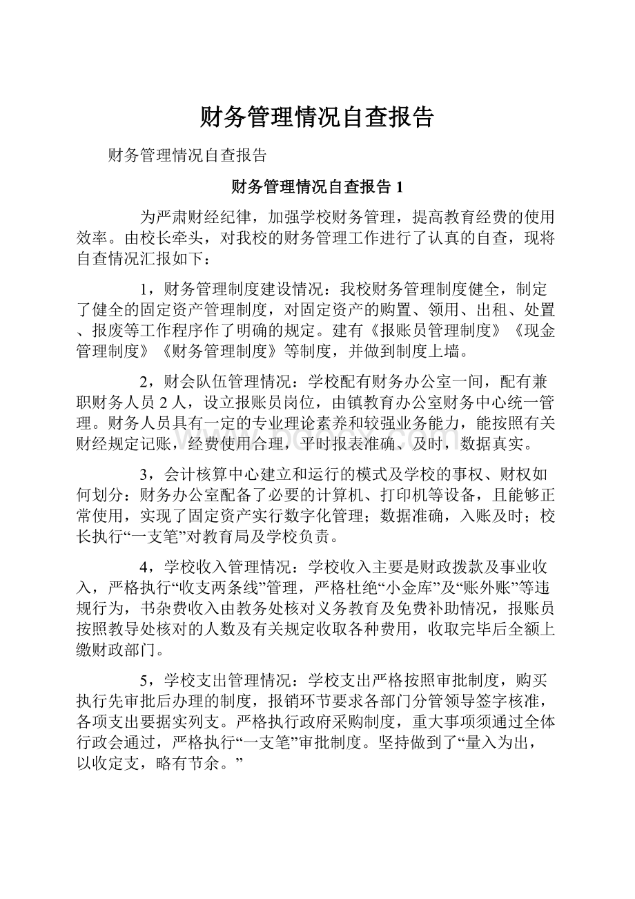 财务管理情况自查报告.docx