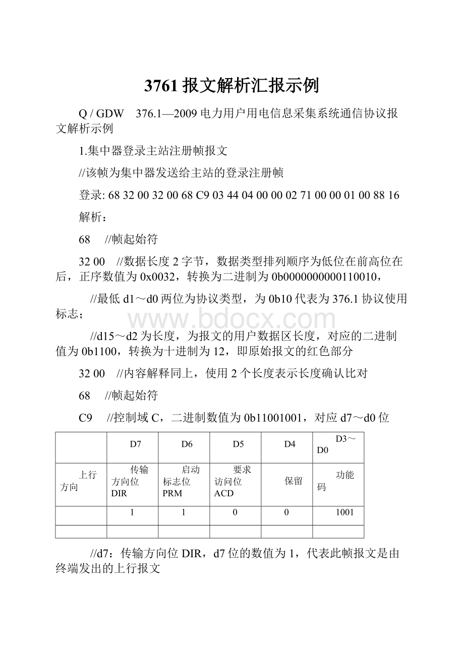 3761报文解析汇报示例.docx