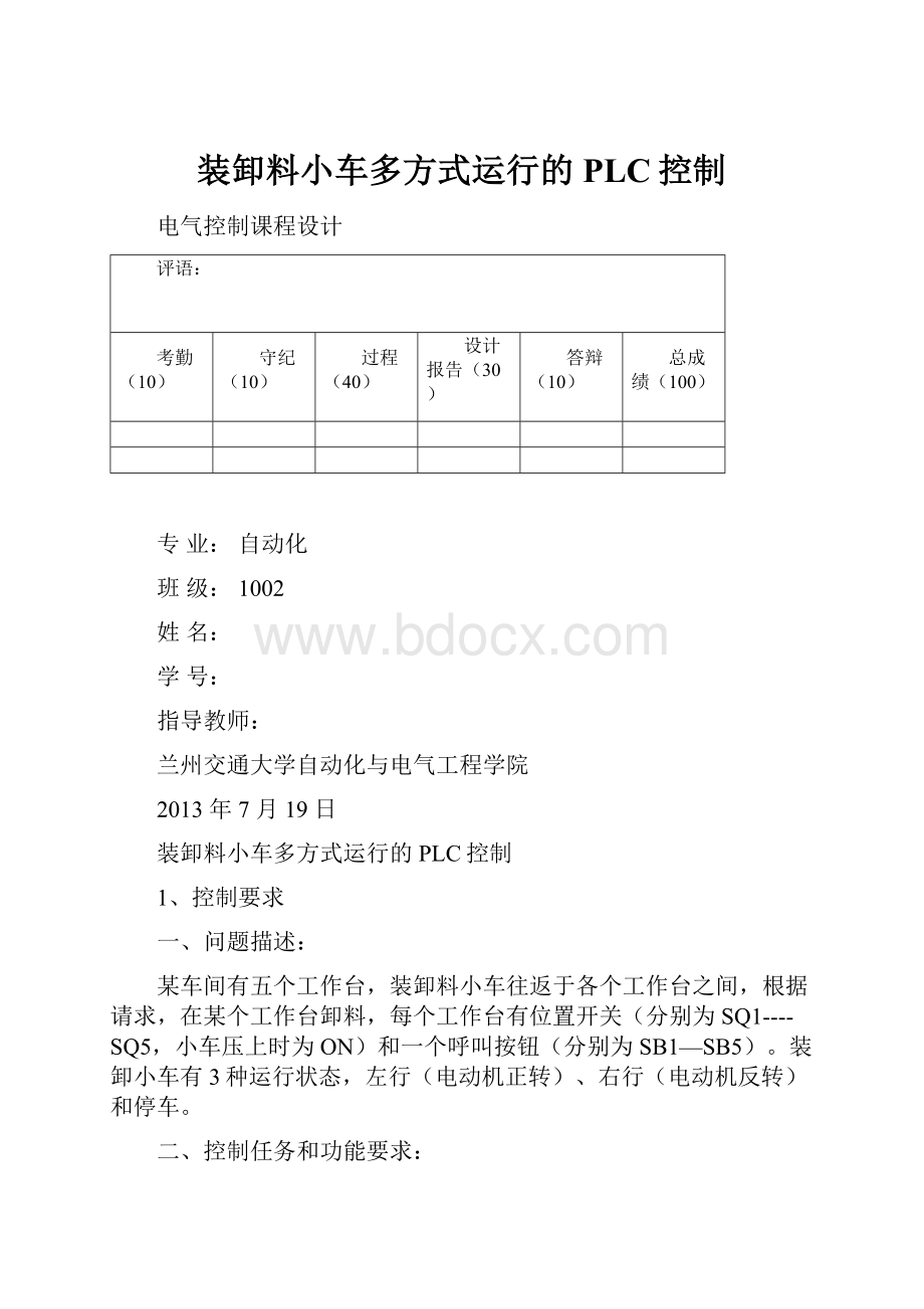 装卸料小车多方式运行的PLC控制.docx