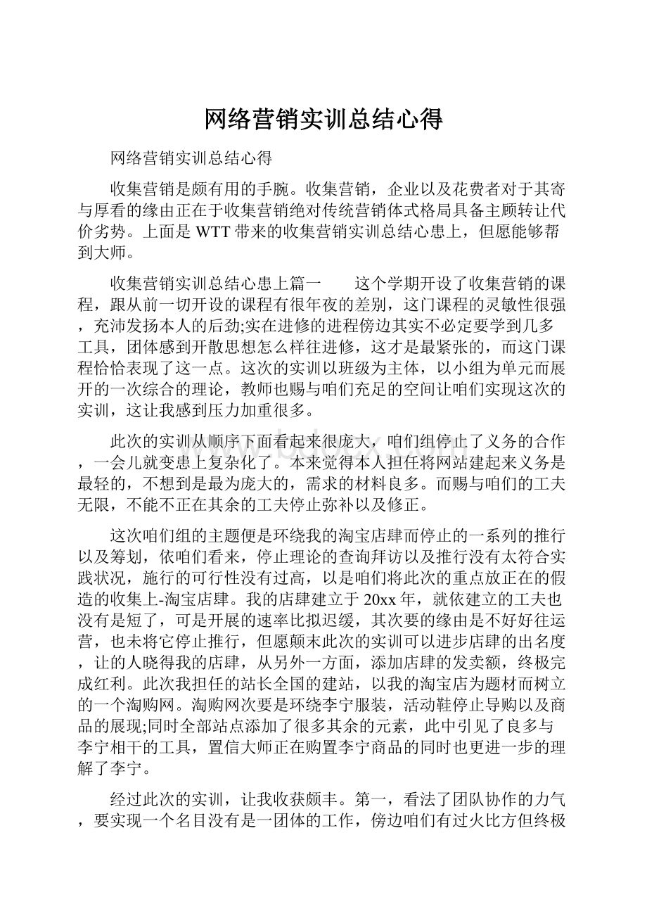 网络营销实训总结心得.docx