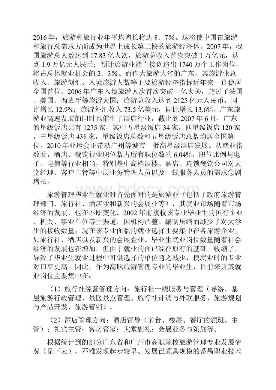 旅游管理专业建设规划调研报告.docx_第2页