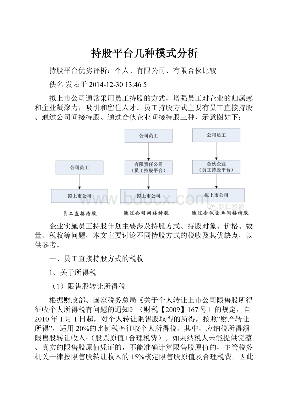 持股平台几种模式分析.docx